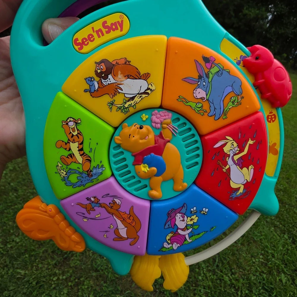 Vintage Disney Winnie the Pooh  See'nSay Learning Toy Teal Purple  Y2K Working!
